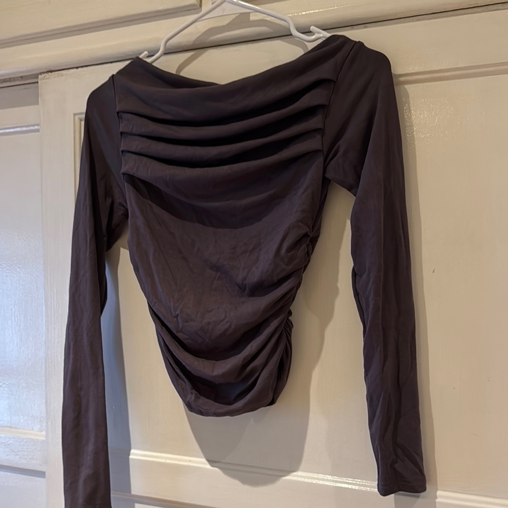 Elegant Black Ruched Women's Top one shoulder